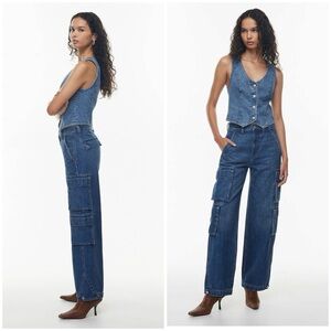 Aritzia Cargo Jean Denim Forum The '90s Millie Hi-Rise Size 26 Dark Wash Y2K